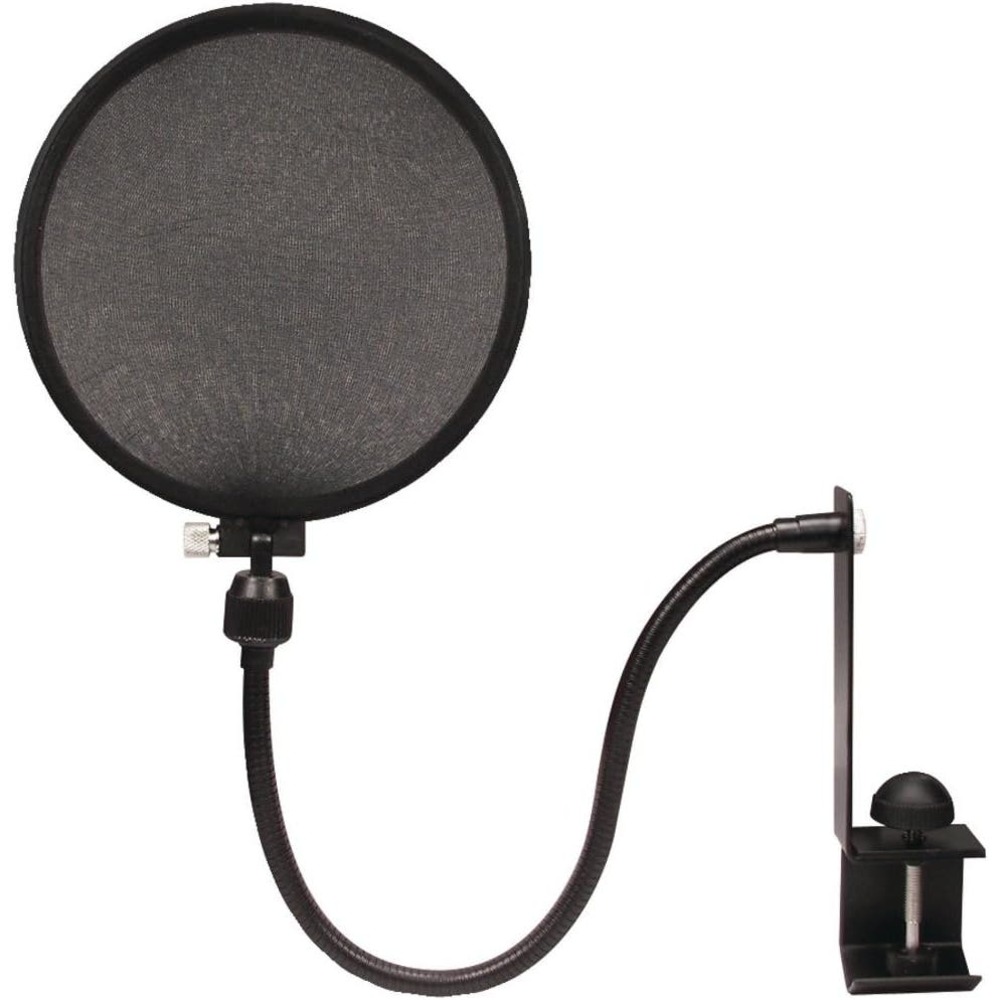 Nady 6-Inch Clamp On Mic Pop Filter with Flexible Gooseneck and Stabilizing Arm